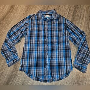 Columbia Mens Regular Fit Blue Gray Plaid Check Button Up Shirt Large